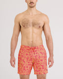 Saxx Mens Oh Buoy 2N1  Volley 7" Swim Short - Cactus Beach - Peach Jelly