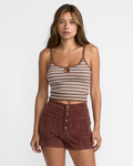 RVCA Womens Tight Stripe Sweater Tank - Mocha
