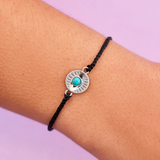 Pura Vida Gemstone Eye Coin Charm Bracelet ~ Black