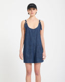 Volcom Women's Lived In Short Romper - Deja Blue
