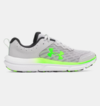 Under Armour Boys' GS UA Assert 10 Running Shoes - Mod Grey / Hyper Green - 012