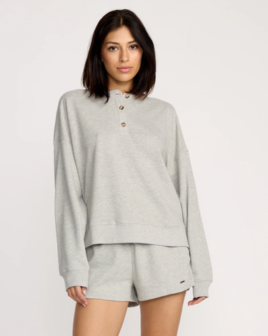 Volcom Womens Lived In Fleece Henley - Heather Grey
