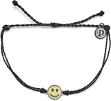 Pura Vida Enamel Happy Face Charm Bracelet ~ Black