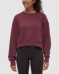 Tentree Women's Bluffs Cropped Crew - Deep Burgundy