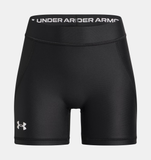 Under Armour Girls' Team Shorty 4" Shorts - Black / White - 001