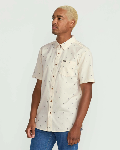 Volcom Mens Bankstone S/S Button-Up Shirt - Dirty White