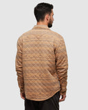 Tentree Men's Quilted Colville Shacket - Camel Heather Geo Mountain