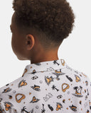 Under Armour Boys' UA Matchplay Printed Polo - White / Orange Bloc / Castlerock - 100