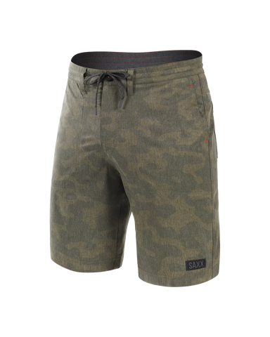 Saxx Land To Sand 2N1 Hybrid 9" Short - Quicksand Camo- Green Heather