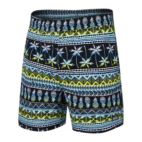 Saxx Mens Go Coastal 5" Swim Short - Pina Stripe - Black Multi