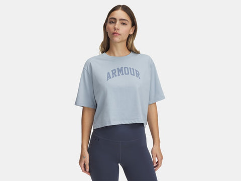 Under Armour Women's UA Rival Armour 96 Short Sleeve Tee - Harbor Blue/DOWNPOUR GRAY - 465