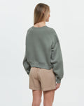 Tentree Women's Bluffs Cropped TreeFleece Oversized Cropped Crew - Agave Green