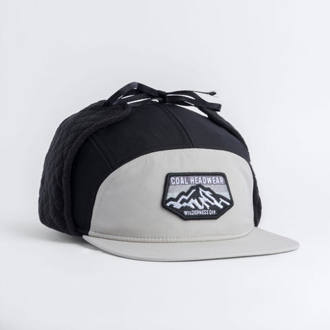 Coal The Tracker Flannel Lined 5 Panel Earflap Cap - Off White/Black