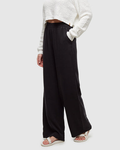 Tentree Womens Kaslo Tencel Wide Leg Pant - Meteorite Black