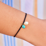 Pura Vida Pearl & Turquoise Charm Bracelet ~ Black