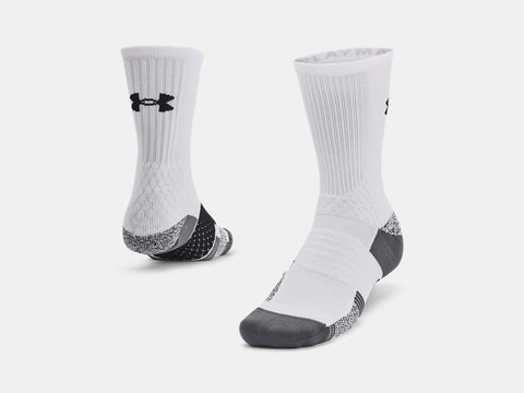 Under Armour Unisex UA Playmaker Team Crew Socks - White / Halo Gray - 100