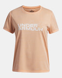 Under Armour Girls' UA Tech™ Twist Wordmark Logo SS Tee - Orange Bloc / White - 870
