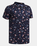 Under Armour Boys' UA Matchplay Printed Polo - Midnight Navy / Posh Pink / Castlerock - 410