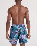 Saxx Mens Oh Buoy 2N1  Volley 7" Swim Short -  Hibiscus Jungle-Indigo