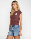RVCA Women's Ribbed Slim Tee - Terra Brown