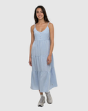 Tentree Women's Hopewell Hemp Tiered Cami Dress - Lakeside Blue
