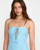 RVCA Women's Pucker One Piece Swim Suit  - Crystal Blue