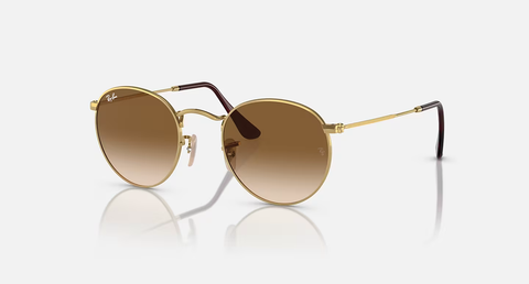 Ray-Ban Round Metal Sunglasses - Gold W/ Brown Gradient