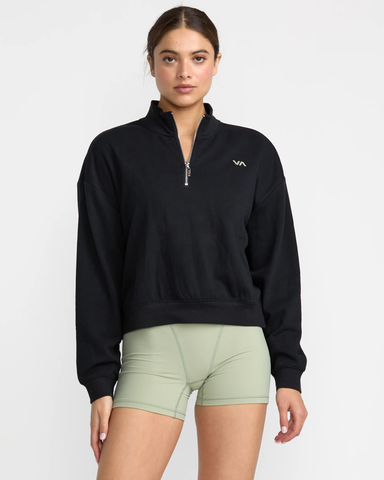 RVCA Womens Recess Half Zip Crew - Black