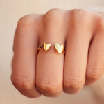 Pura Vida Two Hearts Open Ring ~ Gold