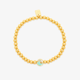 Pura Vida Enamel Wave Ball Bead Stretch Bracelet ~ Gold