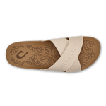 OluKai Womens Kīpe‘a ‘Olu Leather Slide Sandals - Puka / Tan