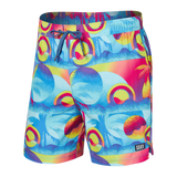 Saxx Mens Oh Buoy Stretch Volley 5" Swim Short - Coast 2 Coast - Blue Multi