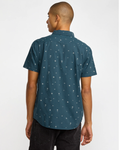RVCA Mens Exotica Seersucker SS Shirt - Garage Blue