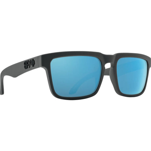 Spy Helm Sunglasses - Soft Matte Dark Gray - Happy Grey Green Polar Light Blue Mirror