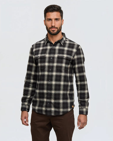 Tentree Mens Kapok Flannel Colville Button Up Shirt - Warm Oak Dusk Plaid
