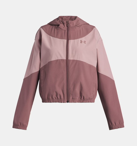 Under Armour Girls' UA Rival Woven Jacket - Maroon Mist / Tourmaline Pink - 651