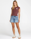 RVCA Women's Ribbed Slim Tee - Terra Brown
