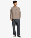 RVCA Mens That'll Do Stretch Long Sleeve Shirt - Mushroom