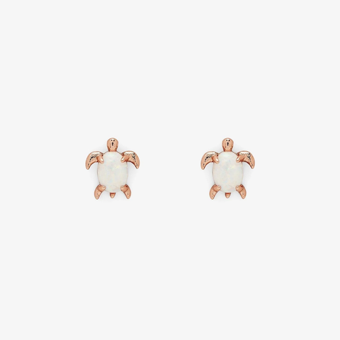 Pura Vida Opal Sea Turtle Earrings ~ Rose Gold