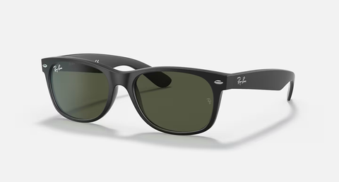 Ray-Ban New Wayfarer Sunglasses - Rubber Black W/ G-15 Green