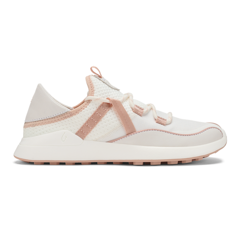 OluKai Womens Kawela Breathable Golf Shoes - Bright White / Soft Pink