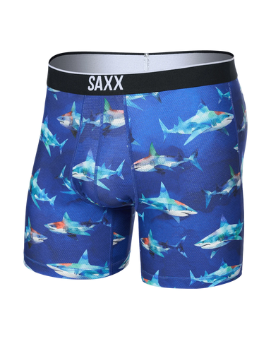 Saxx Volt Breathable Mesh Underwear - Shattered Sharks - Blue