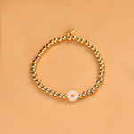 Pura Vida Daisy Ball Bead Stretch Bracelet ~ Gold