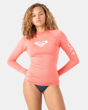 Roxy Women's Whole Hearted Long Sleeve Rashguard - Hotcoral