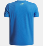 Under Armour Boys' UA Overlay Wordmark Short Sleeve - Blue Atlantis / High Vis Yellow - 402