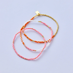 Pura Vida Mixed Seed Bead Gold Stretch Bracelet 3 PK ~ Warm Breeze