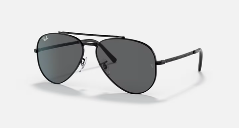 Ray-Ban New Aviator Sunglasses - Black W/ Dark Grey