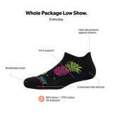 Saxx Mens Whole Package Low Show Socks - Pineapple Flip/Black