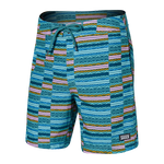 Saxx Mens Betawave 7" Swim Shorts - Asher Stripe- Sea Foam