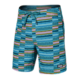 Saxx Mens Betawave 7" Swim Shorts - Asher Stripe- Sea Foam